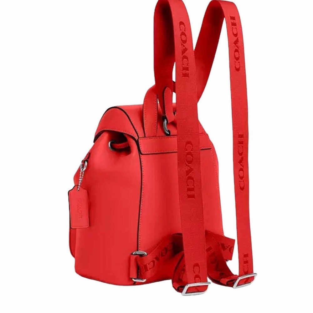 NWT Coach Pace Smooth Leather Backpack Miami Red / Silver CR100 Logo Straps - Picture 14 of 14